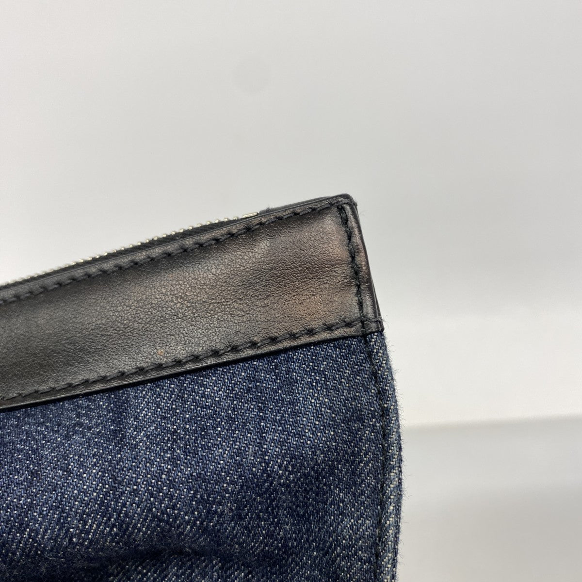 【6fa1077-k】プラダ トートバッグ デニム ブルー ブラック シルバー金具【中古】レディース