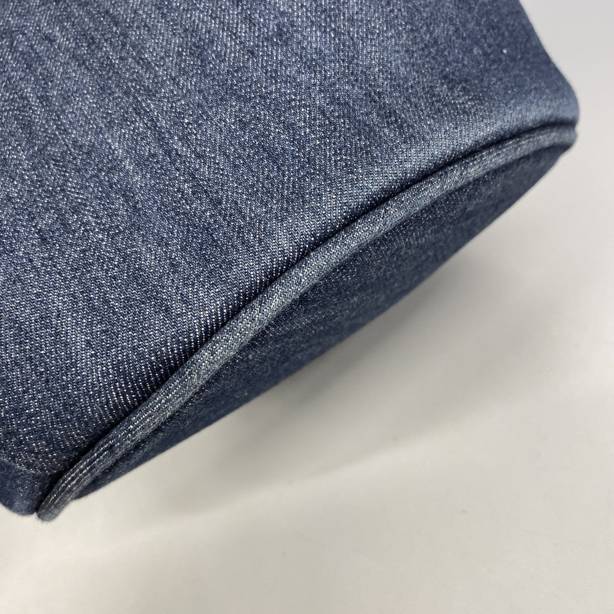 【6fa1077-k】プラダ トートバッグ デニム ブルー ブラック シルバー金具【中古】レディース