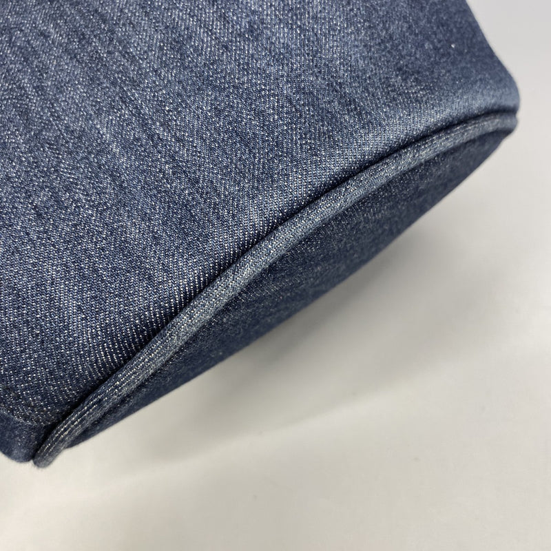 【6fa1077-k】プラダ トートバッグ デニム ブルー ブラック シルバー金具【中古】レディース