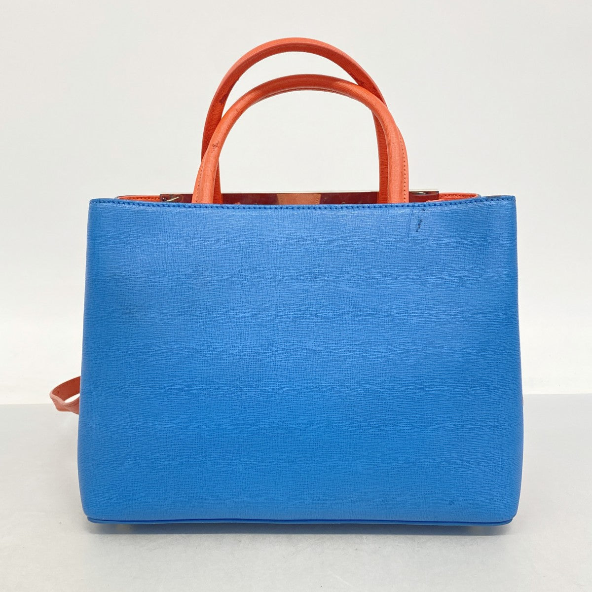 【6fa1088】フェンディ ハンドバッグ モンスター レザー ブルー レッド シルバー金具 2wayバッグ【中古】レディース