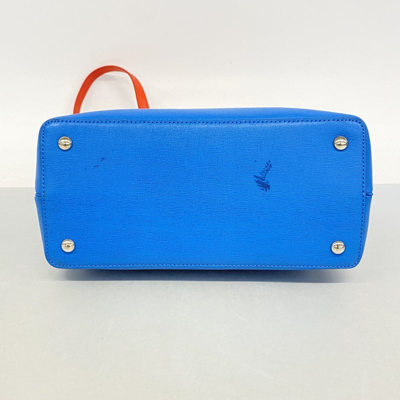 【6fa1088】フェンディ ハンドバッグ モンスター レザー ブルー レッド シルバー金具 2wayバッグ【中古】レディース