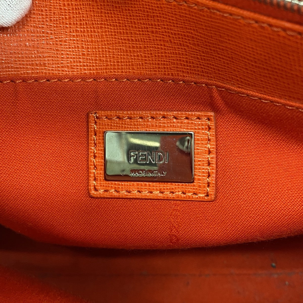 【6fa1088】フェンディ ハンドバッグ モンスター レザー ブルー レッド シルバー金具 2wayバッグ【中古】レディース