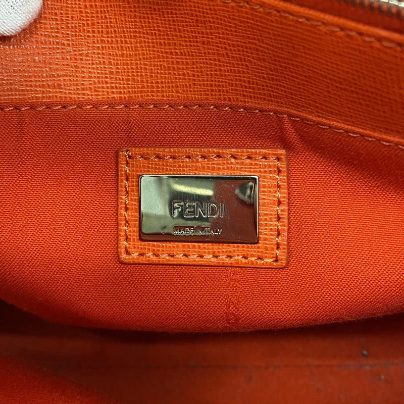 【6fa1088】フェンディ ハンドバッグ モンスター レザー ブルー レッド シルバー金具 2wayバッグ【中古】レディース