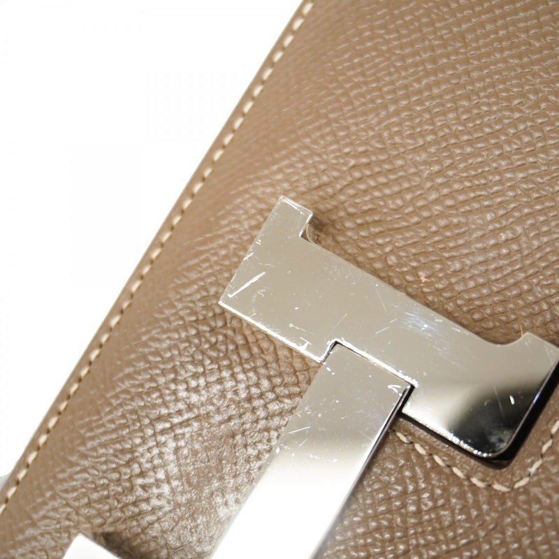 【6fa1097】エルメス ショルダーバッグ コンスタンス 18 ヴォーエプソン エトゥープ シルバー金具 A刻印【中古】レディース