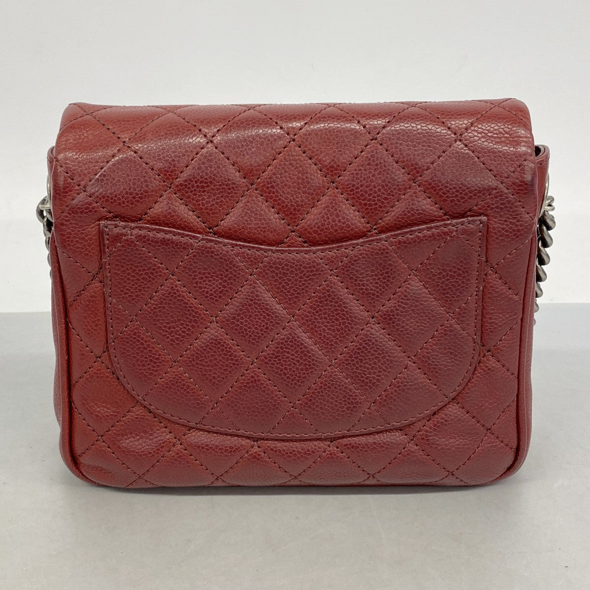 【6fa1098】シャネル ショルダーバッグ ミニマトラッセ チェーンショルダー キャビアスキン ボルドー シルバー金具【中古】レディース