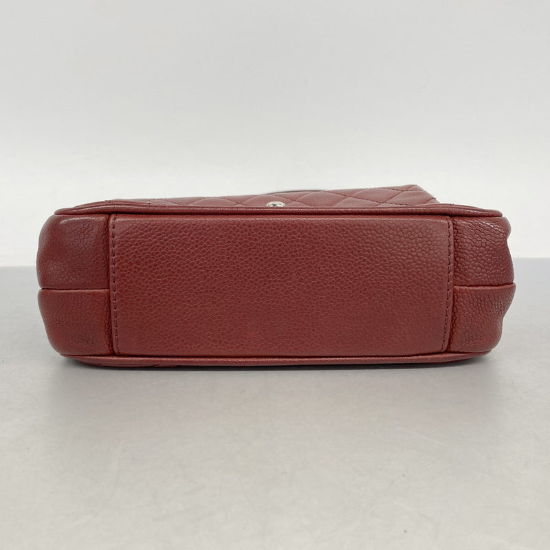 【6fa1098】シャネル ショルダーバッグ ミニマトラッセ チェーンショルダー キャビアスキン ボルドー シルバー金具【中古】レディース