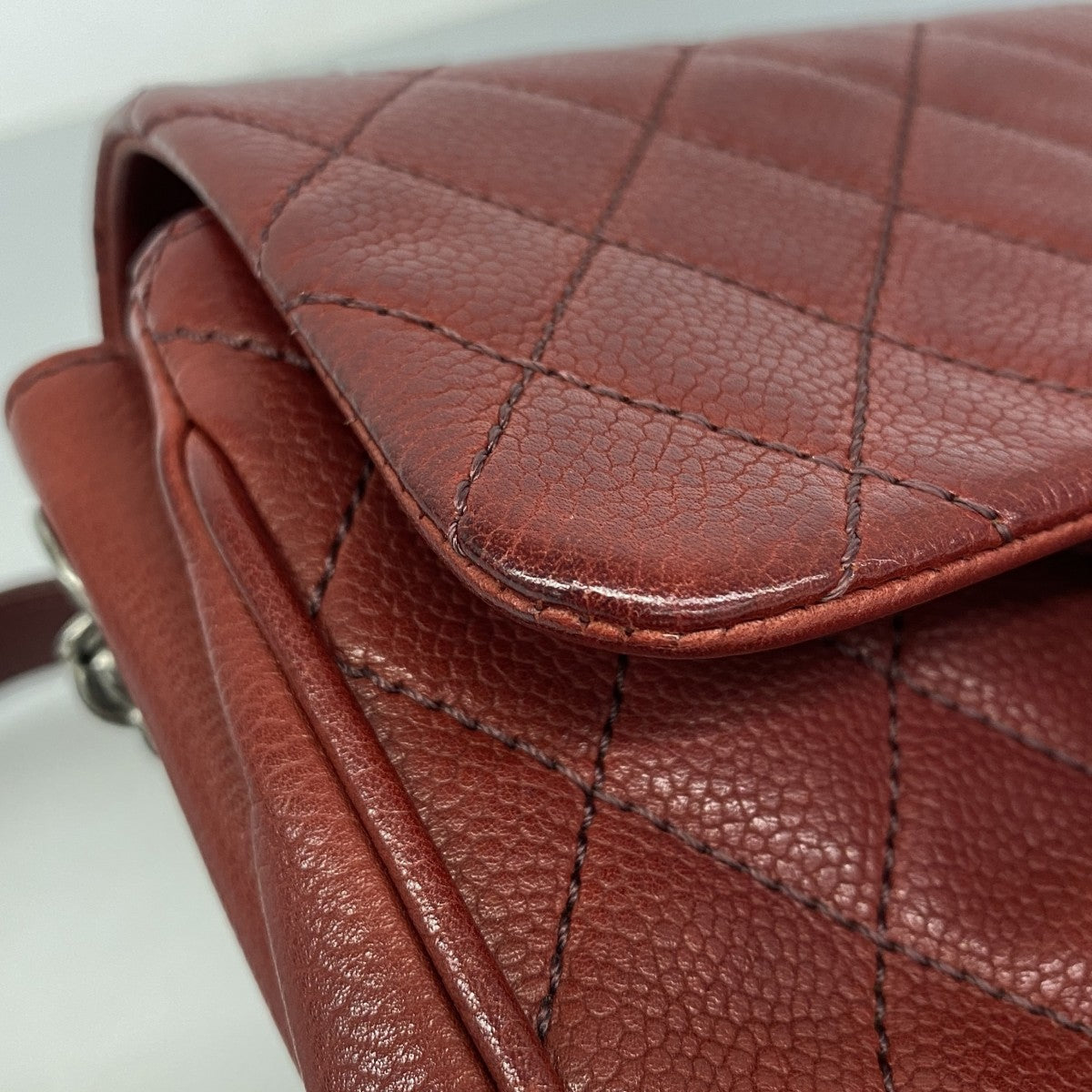 【6fa1098】シャネル ショルダーバッグ ミニマトラッセ チェーンショルダー キャビアスキン ボルドー シルバー金具【中古】レディース