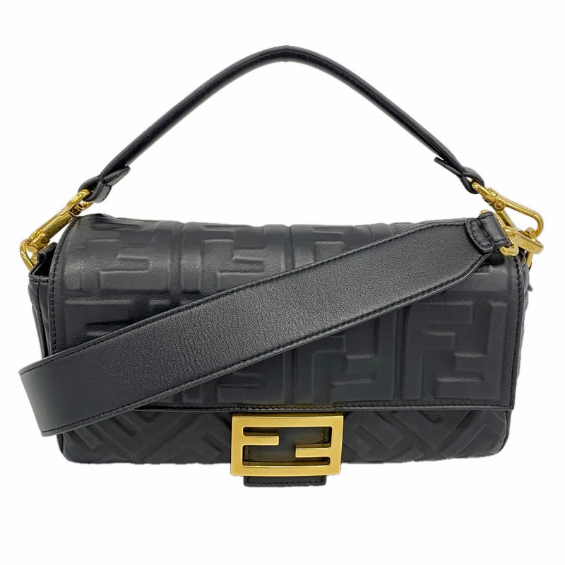 【6fa1099】フェンディ ハンドバッグ マンマバケット レザー ブラック ゴールド金具 2wayバッグ【中古】レディース