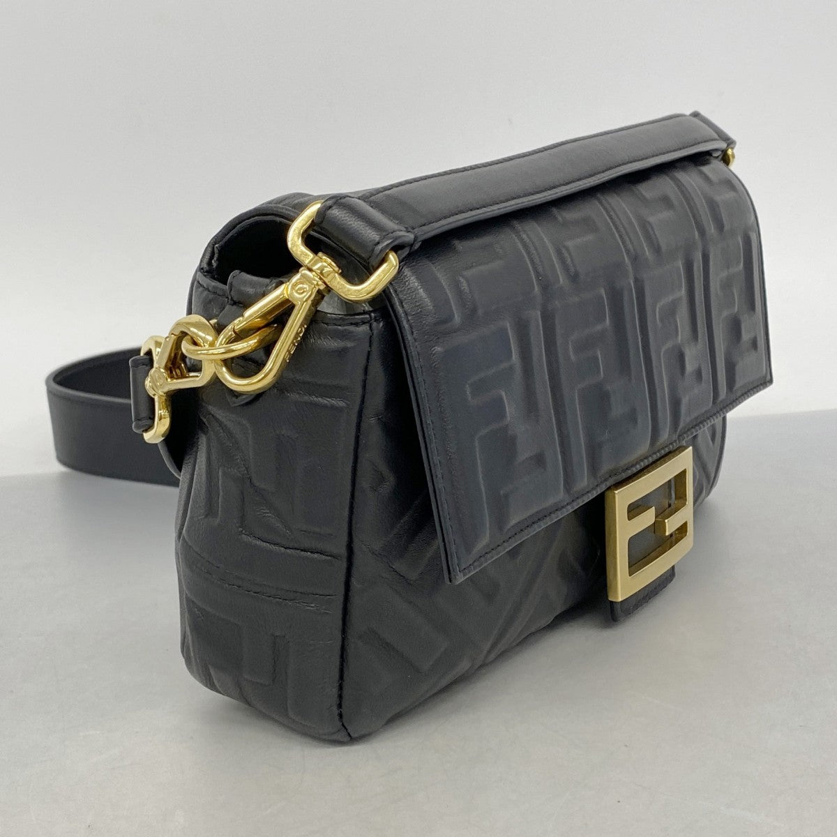 【6fa1099】フェンディ ハンドバッグ マンマバケット レザー ブラック ゴールド金具 2wayバッグ【中古】レディース