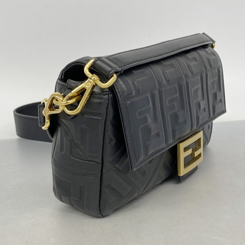 【6fa1099】フェンディ ハンドバッグ マンマバケット レザー ブラック ゴールド金具 2wayバッグ【中古】レディース