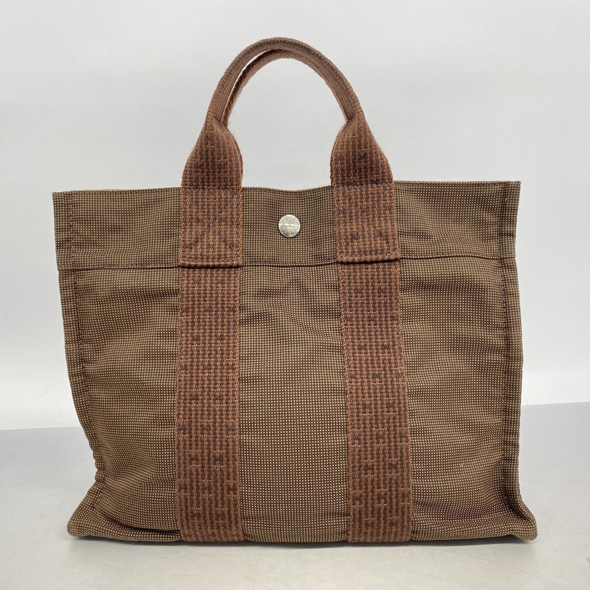 【6fa1109】エルメス トートバッグ エールラインPM キャンバス ブラウン シルバー金具【中古】メンズ レディース ユニセックス