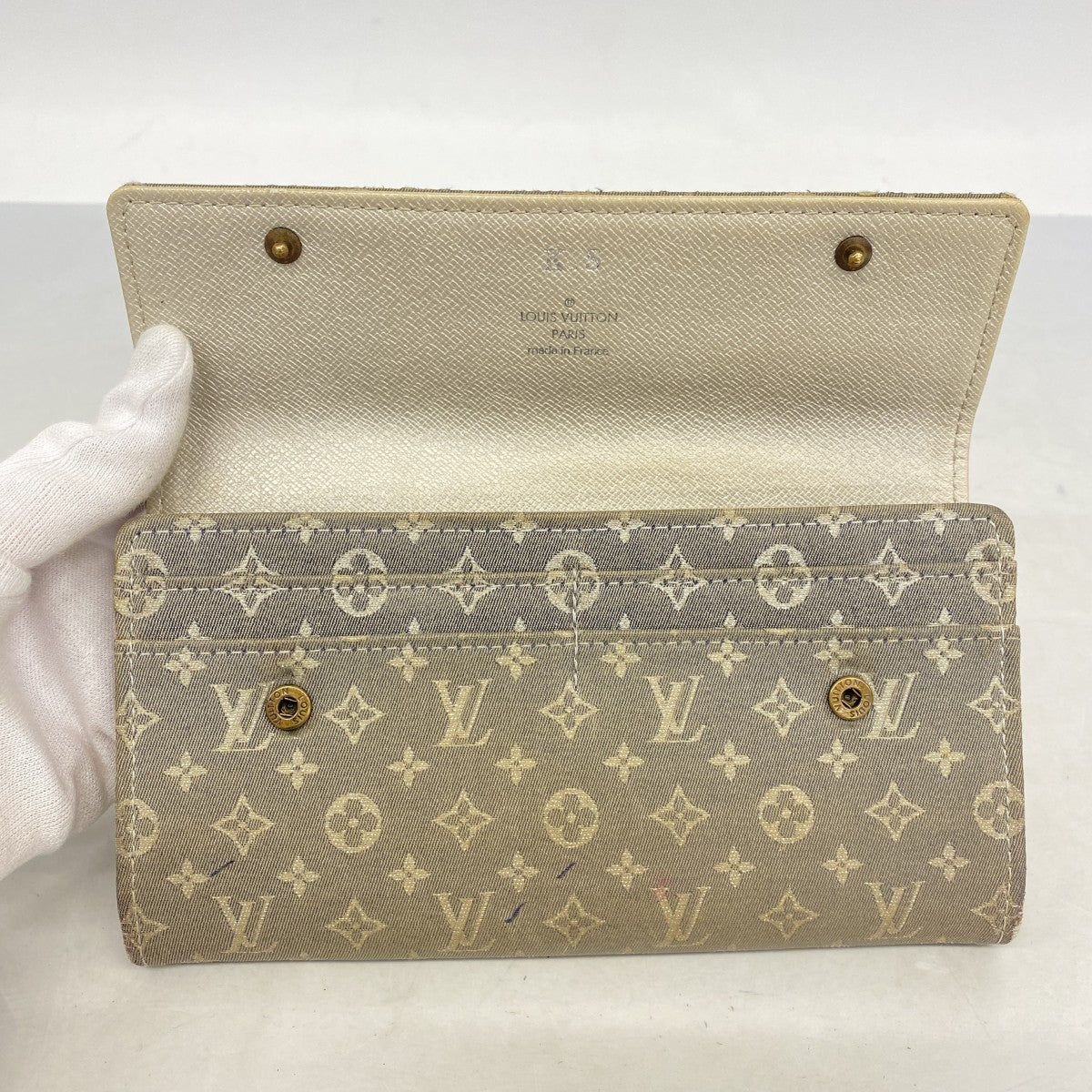 【6fa1114】ルイヴィトン 長財布 モノグラム・ミニラン ポルトフォイユサラ M95665 プラティーヌ【中古】レディース