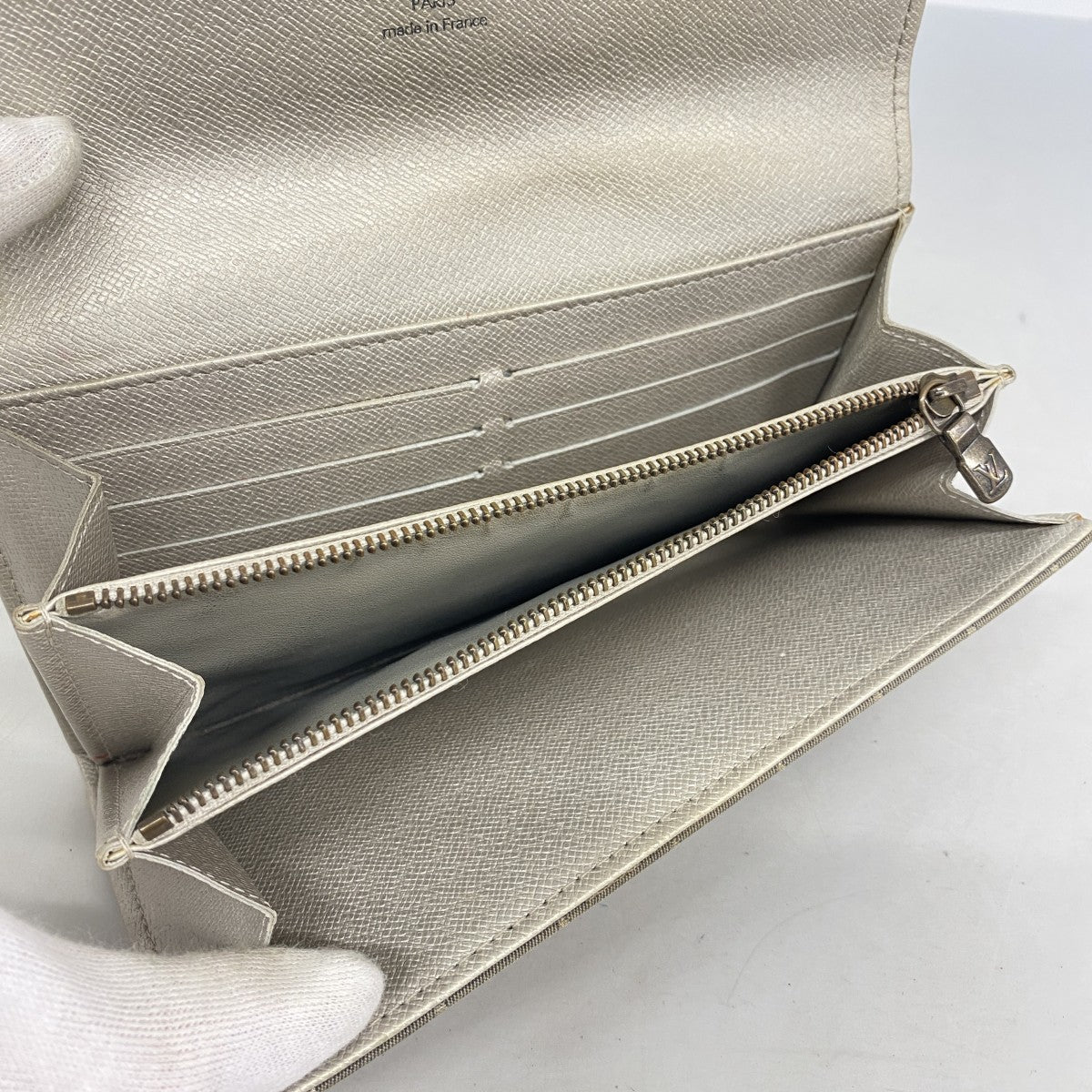 【6fa1114】ルイヴィトン 長財布 モノグラム・ミニラン ポルトフォイユサラ M95665 プラティーヌ【中古】レディース