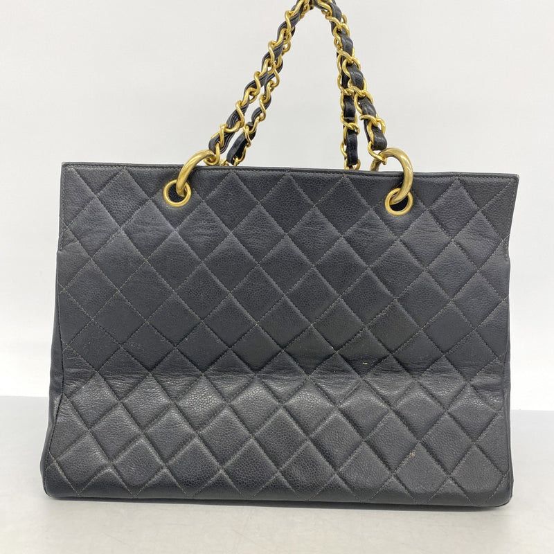 【6fa1123】シャネル チェーントート マトラッセ キャビアスキン ブラック ゴールド金具【中古】レディース