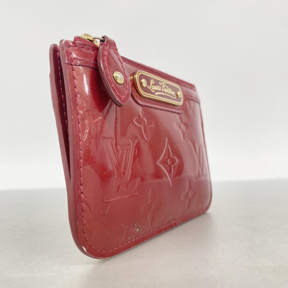 【6fa1132】ルイヴィトン コインケース ヴェルニ ポシェットクレNM M91737 ルージュグルナディーヌ【中古】レディース