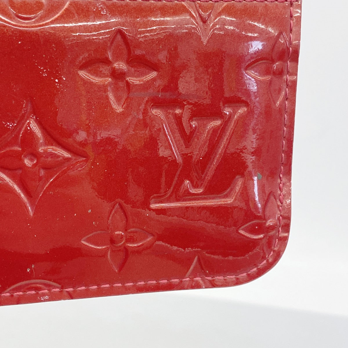 【6fa1132】ルイヴィトン コインケース ヴェルニ ポシェットクレNM M91737 ルージュグルナディーヌ【中古】レディース