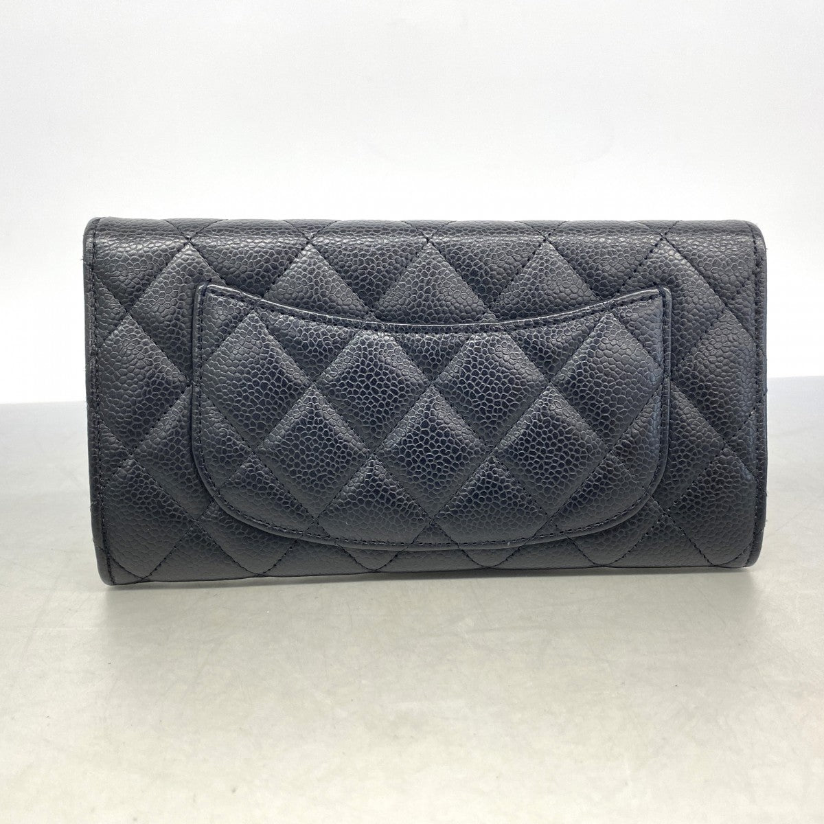 【6fa1133】シャネル 長財布 マトラッセ キャビアスキン ブラック ゴールド金具【中古】レディース