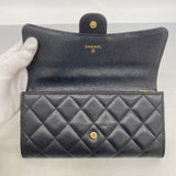 【6fa1133】シャネル 長財布 マトラッセ キャビアスキン ブラック ゴールド金具【中古】レディース