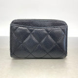 【6fa1134】シャネル コインケース マトラッセ キャビアスキン ブラック シルバー金具【中古】レディース