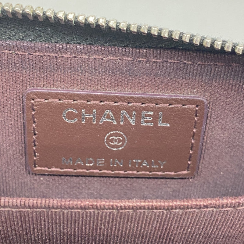 【6fa1134】シャネル コインケース マトラッセ キャビアスキン ブラック シルバー金具【中古】レディース