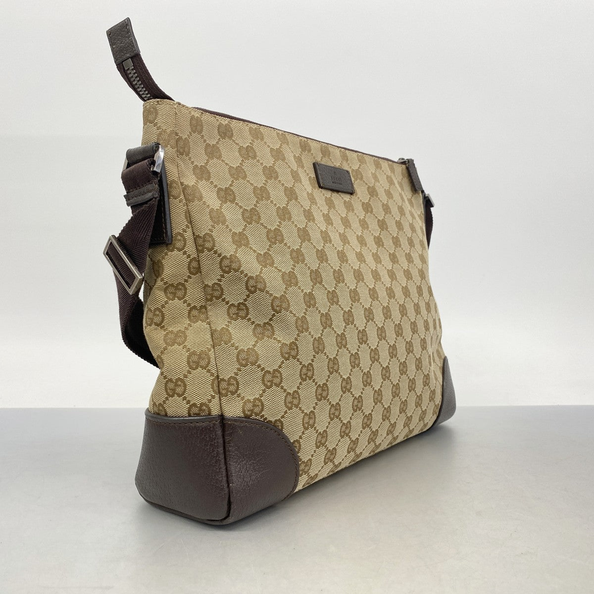 【6fa1144】グッチ ショルダーバッグ GGキャンバス 110055 キャンバス ブラウン シルバー金具【中古】レディース