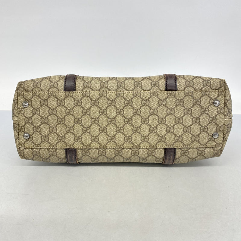 【6fa1145】グッチ トートバッグ GGスプリーム 114595 PVC ブラウン シルバー金具【中古】レディース