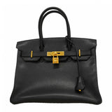 【6fa1152】エルメス ハンドバッグ バーキン30 トゴ ブラック ゴールド金具 □L刻印【中古】レディース