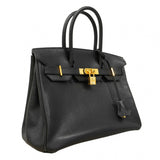 【6fa1152】エルメス ハンドバッグ バーキン30 トゴ ブラック ゴールド金具 □L刻印【中古】レディース