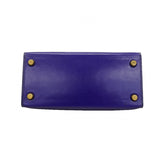 【6fa1154】エルメス ハンドバッグ ミニケリー ボックスカーフ ブルー ゴールド金具 ○R刻印 2wayバッグ【中古】レディース