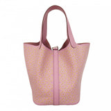 【6fa1155】エルメス ハンドバッグ ピコタンロックPMラッキーデイジー モーヴシルベストル シルバー金具 U刻印【中古】レディース
