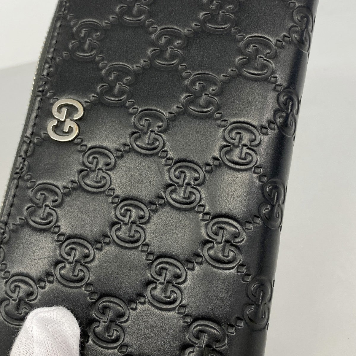 【6fa1165】グッチ 長財布 グッチシマ 473928 レザー ブラック シルバー金具【中古】メンズ レディース ユニセックス
