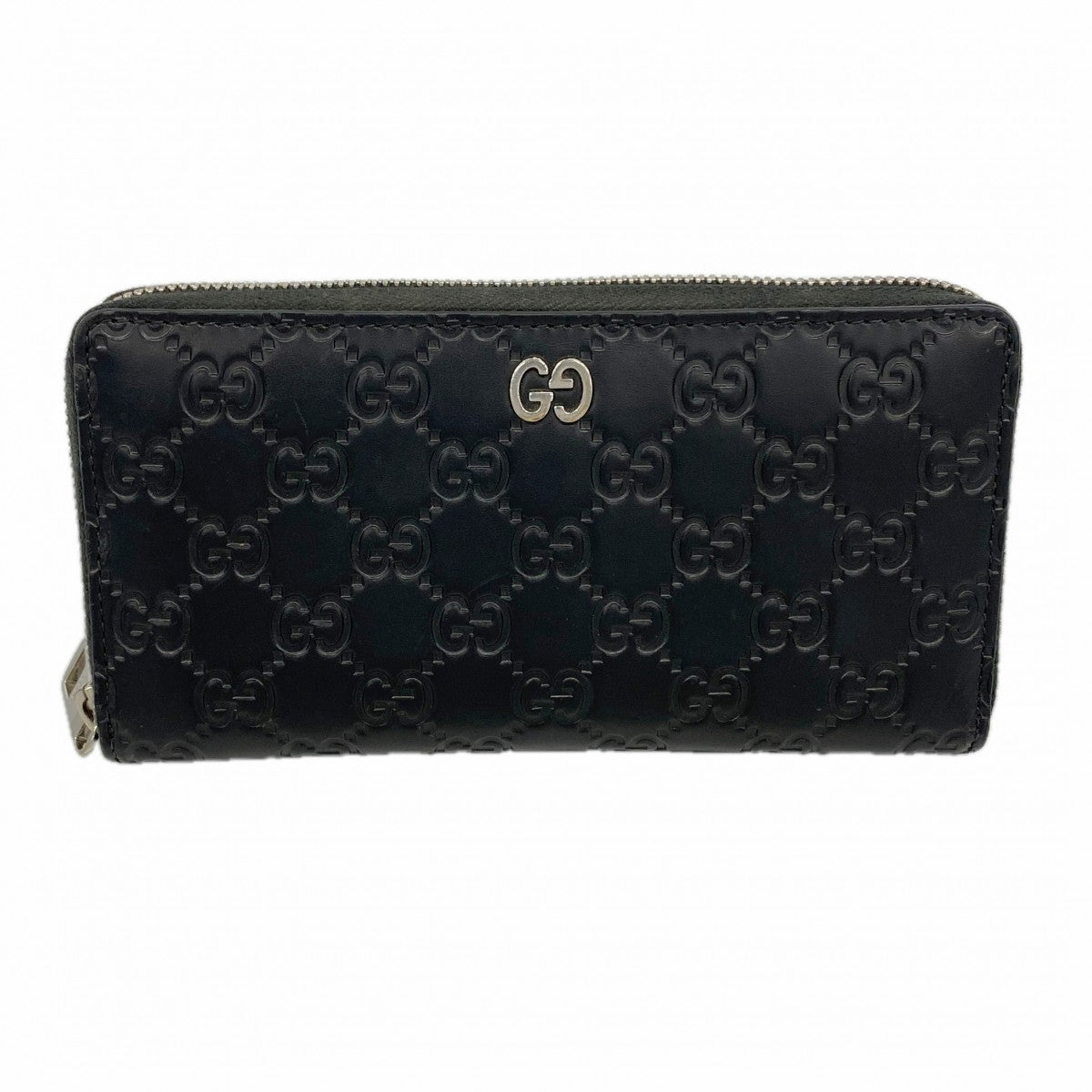 【6fa1165】グッチ 長財布 グッチシマ 473928 レザー ブラック シルバー金具【中古】メンズ レディース ユニセックス