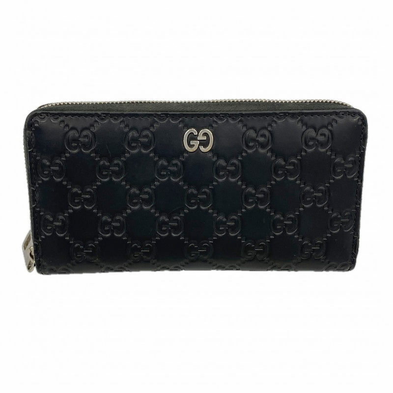 【6fa1165】グッチ 長財布 グッチシマ 473928 レザー ブラック シルバー金具【中古】メンズ レディース ユニセックス