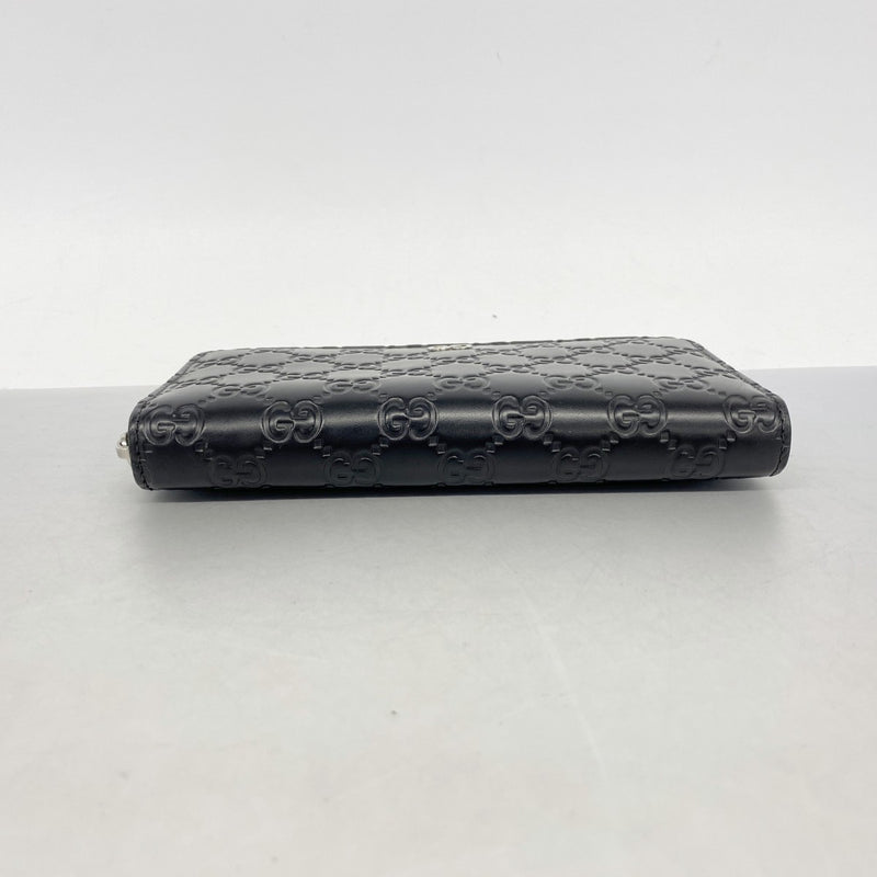 【6fa1165】グッチ 長財布 グッチシマ 473928 レザー ブラック シルバー金具【中古】メンズ レディース ユニセックス
