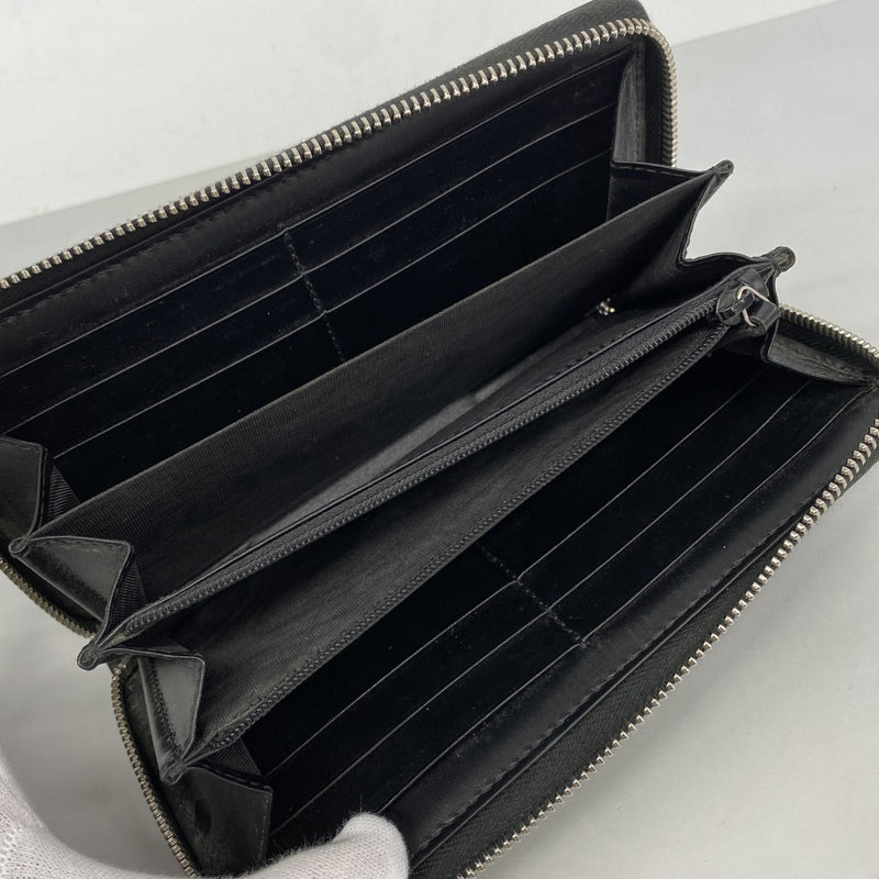 【6fa1165】グッチ 長財布 グッチシマ 473928 レザー ブラック シルバー金具【中古】メンズ レディース ユニセックス