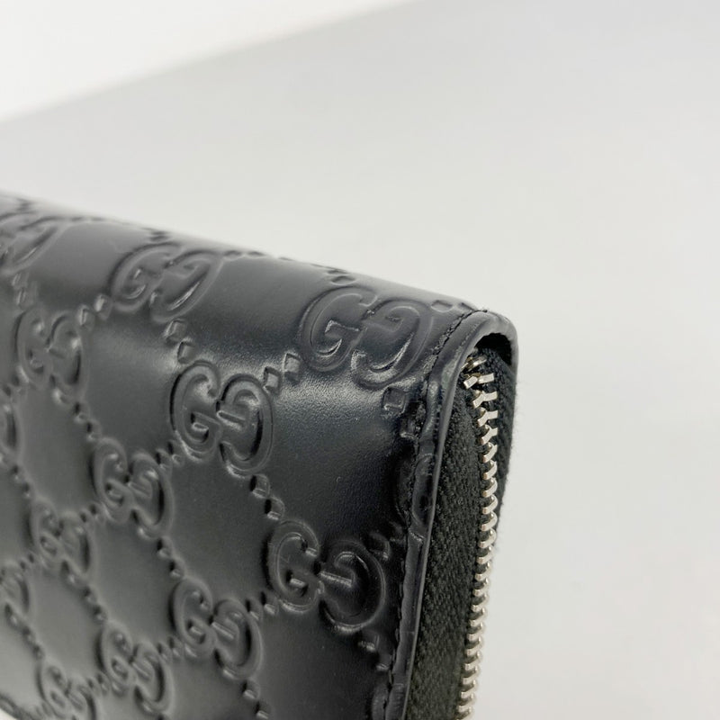 【6fa1165】グッチ 長財布 グッチシマ 473928 レザー ブラック シルバー金具【中古】メンズ レディース ユニセックス