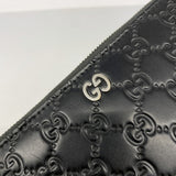 【6fa1165】グッチ 長財布 グッチシマ 473928 レザー ブラック シルバー金具【中古】メンズ レディース ユニセックス