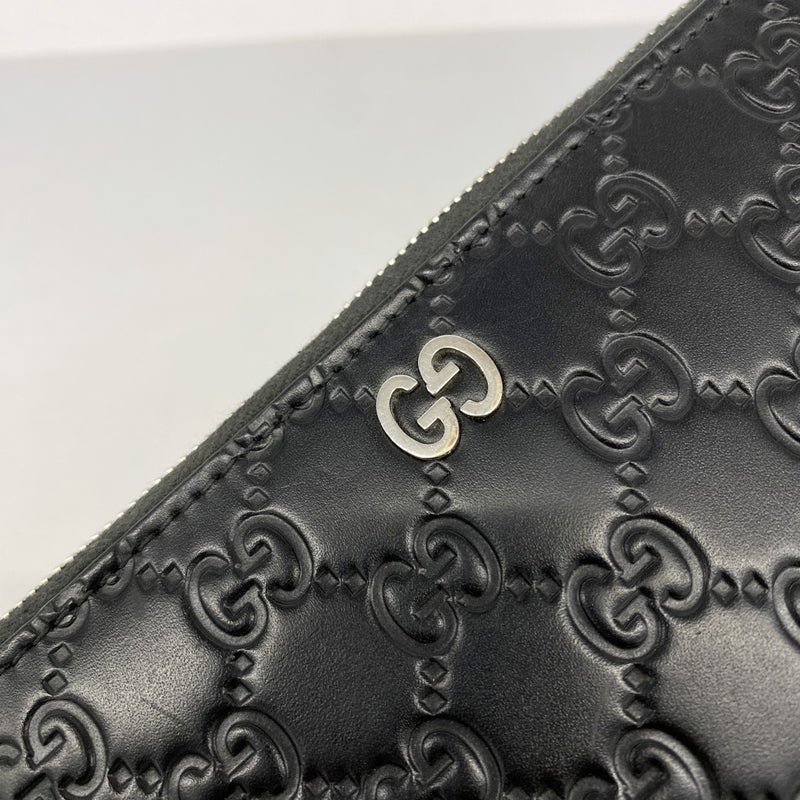 【6fa1165】グッチ 長財布 グッチシマ 473928 レザー ブラック シルバー金具【中古】メンズ レディース ユニセックス