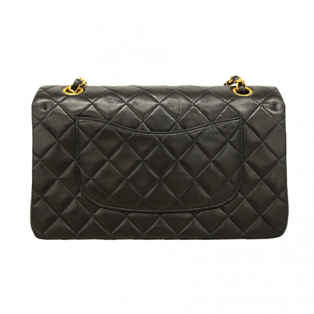【6fa1166】シャネル ショルダーバッグ マトラッセ Wフラップ Wチェーン ブラック ゴールド金具【中古】レディース