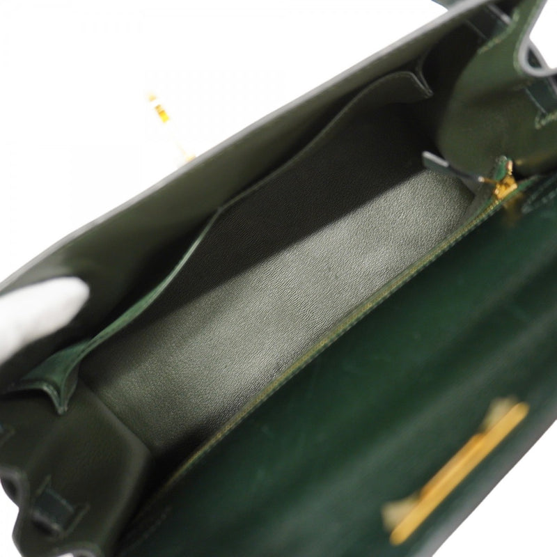 【6fa1168】エルメス ハンドバッグ ケリー32 ボックスカーフ ヴェール ゴールド金具 □F刻印 2wayバッグ【中古】レディース
