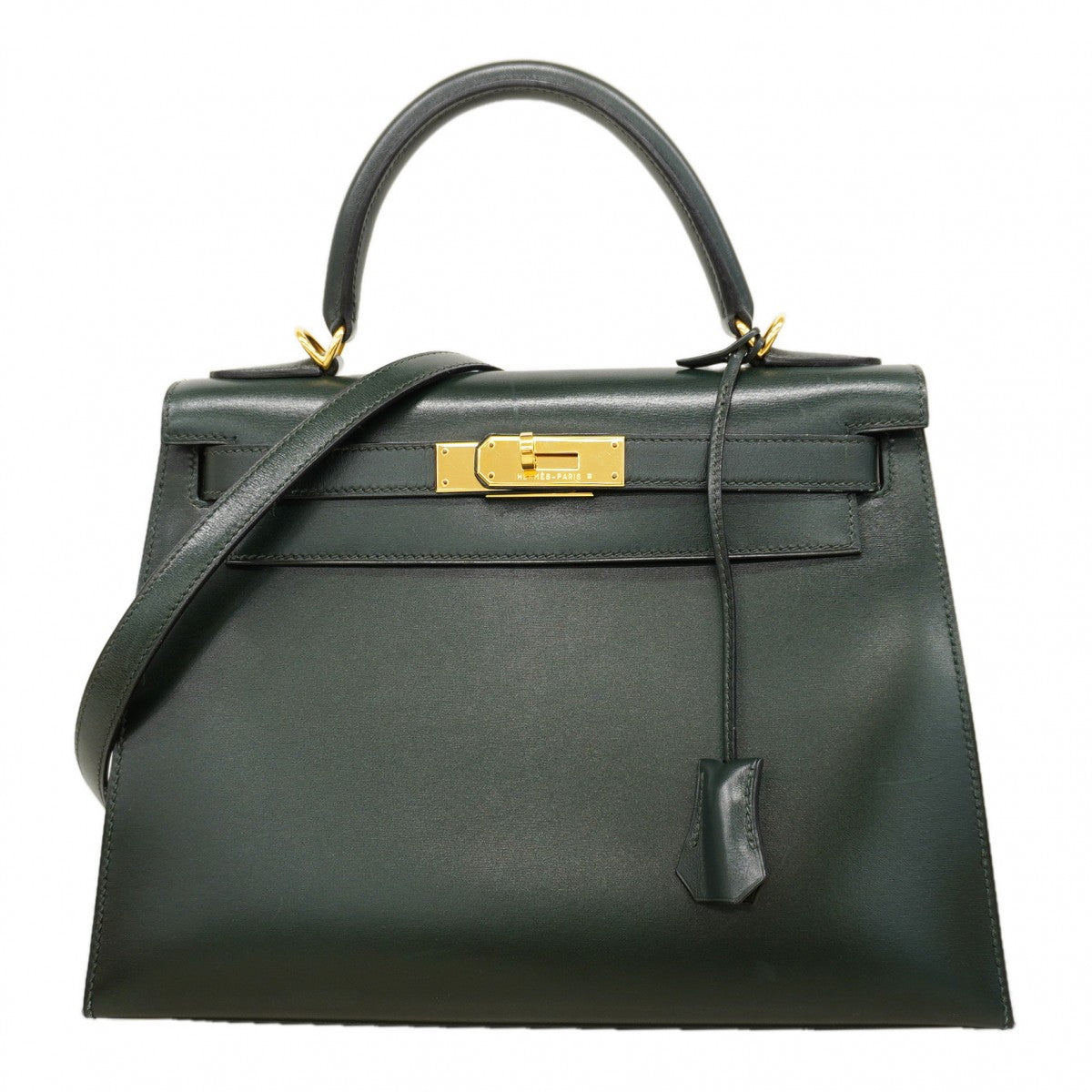 【6fa1168】エルメス ハンドバッグ ケリー32 ボックスカーフ ヴェール ゴールド金具 □F刻印 2wayバッグ【中古】レディース