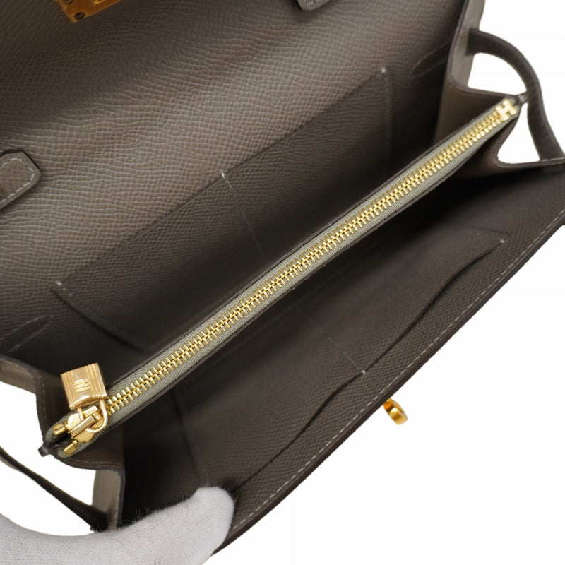 【6fa1170】エルメス ショルダーウォレット ケリートゥーゴー ヴォーエプソン グリメイヤー ゴールド金具 W刻印【中古】レディース