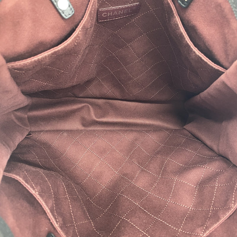 【6fa1173】シャネル トートバッグ キャンバス ホワイト ブラック シルバー金具【中古】レディース