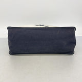 【6fa1173】シャネル トートバッグ キャンバス ホワイト ブラック シルバー金具【中古】レディース