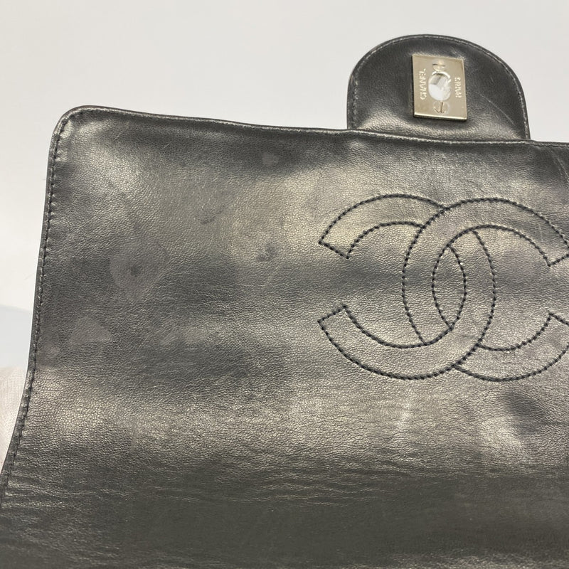 【6fa1175】シャネル リュック・デイパック マトラッセ パテントレザー ブラック シルバー金具【中古】レディース