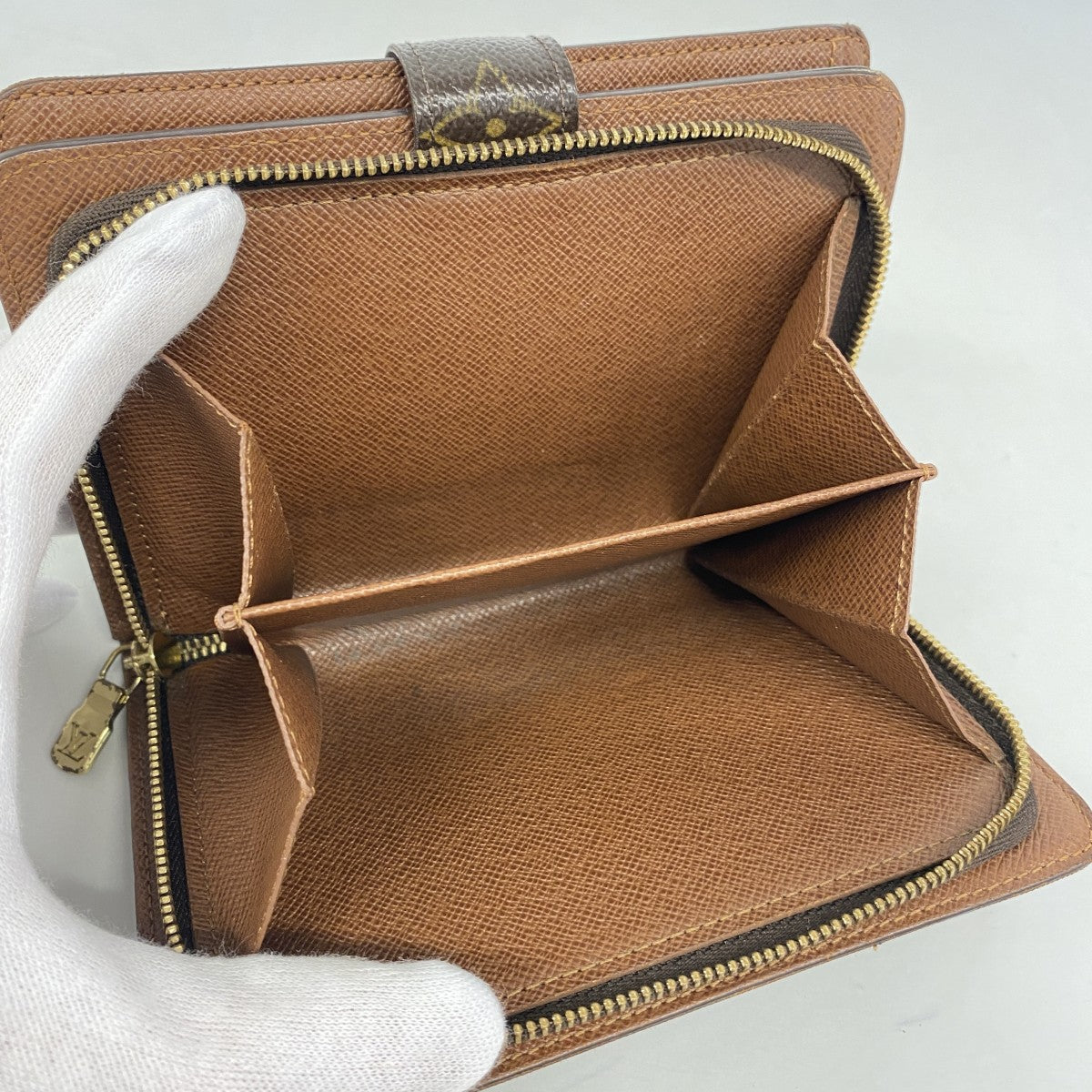 【6fa1181】ルイヴィトン 財布 モノグラム ポルトパピエジップ M61207 ブラウン【中古】レディース