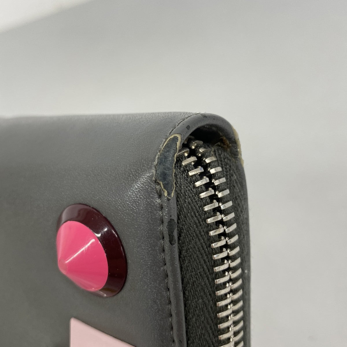 【6fa1192】フェンディ 長財布 レザー グレー シルバー金具【中古】レディース