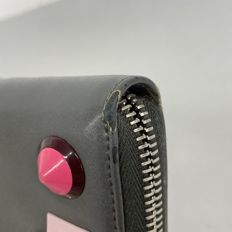 【6fa1192】フェンディ 長財布 レザー グレー シルバー金具【中古】レディース