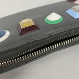【6fa1192】フェンディ 長財布 レザー グレー シルバー金具【中古】レディース