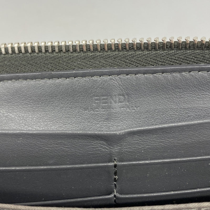 【6fa1192】フェンディ 長財布 レザー グレー シルバー金具【中古】レディース
